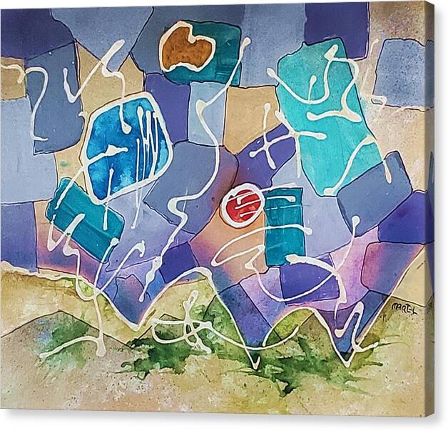Composition au Cercle Rouge - Impression toile sur cadre de bois