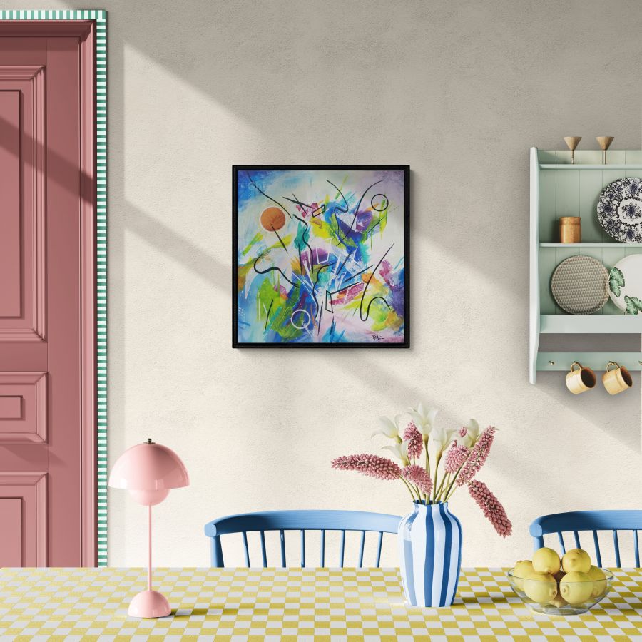 Le dormeur éveillé - Acryliques sur bois 12 x 12 po. techniques mixtes