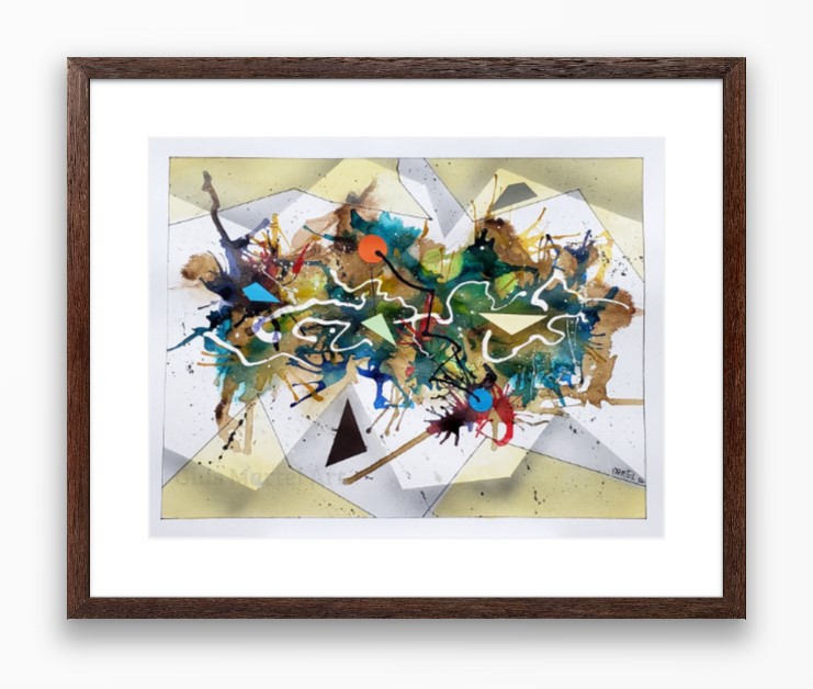 Éclats multiples 1 - Acrylique sur papier (11 x 14 po.) techniques mixtes