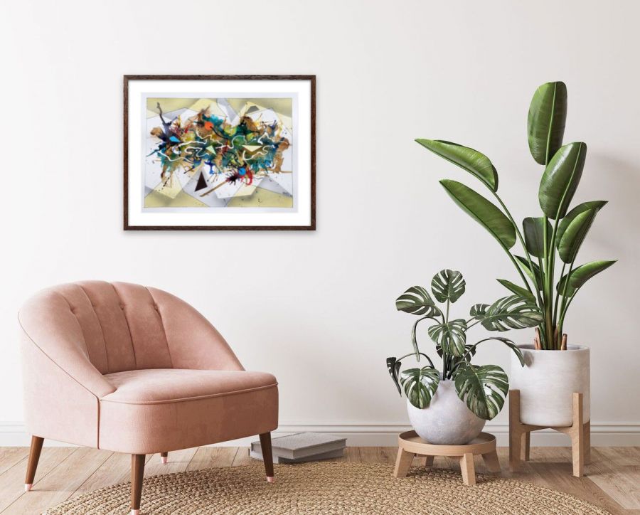 Éclats multiples 1 - Acrylique sur papier (11 x 14 po.) techniques mixtes