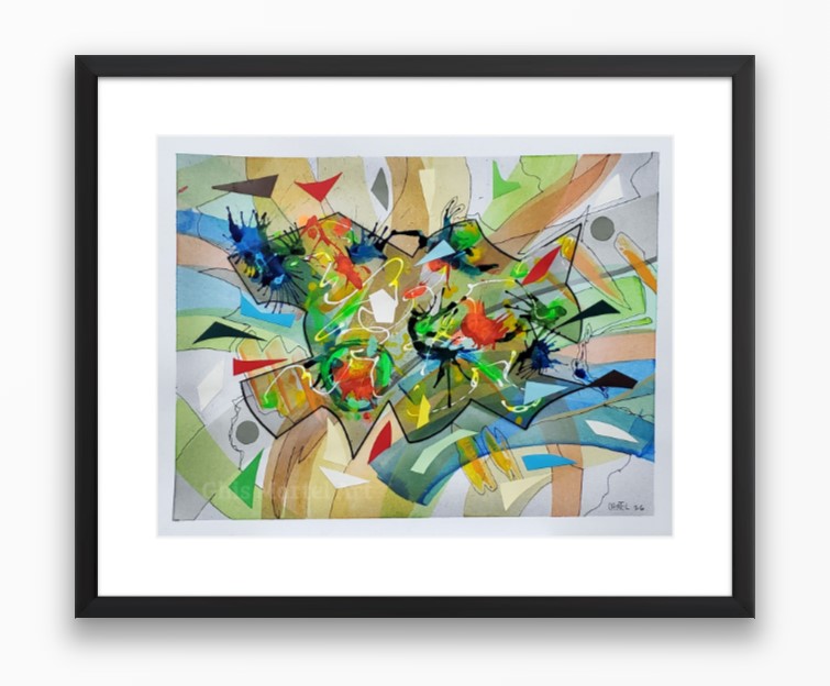 Éclats multiples 2 - Acrylique sur papier (11 x 14 po.) techniques mixtes