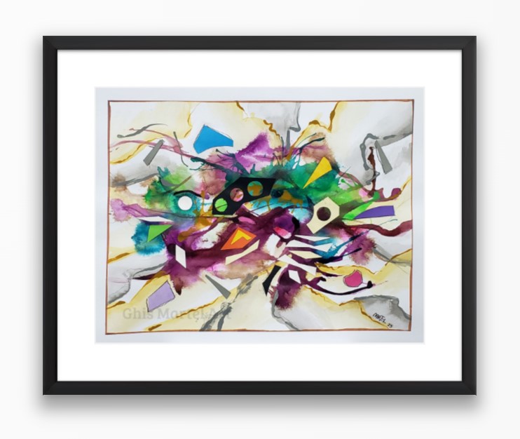 Éclats multiples 3 - Acrylique sur papier (11 x 14 po.) techniques mixtes