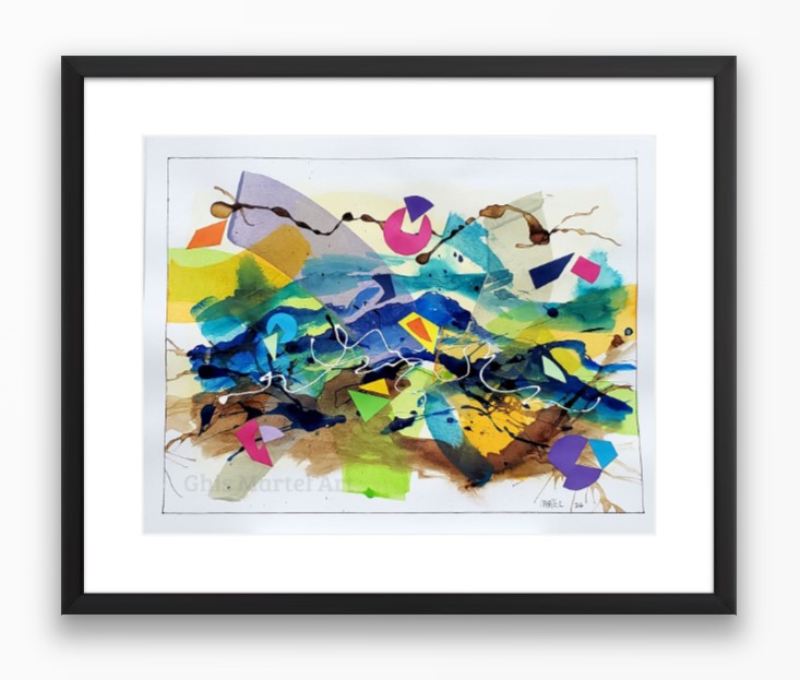 Éclats multiples 5 - Acrylique sur papier (11 x 14 po.) techniques mixtes