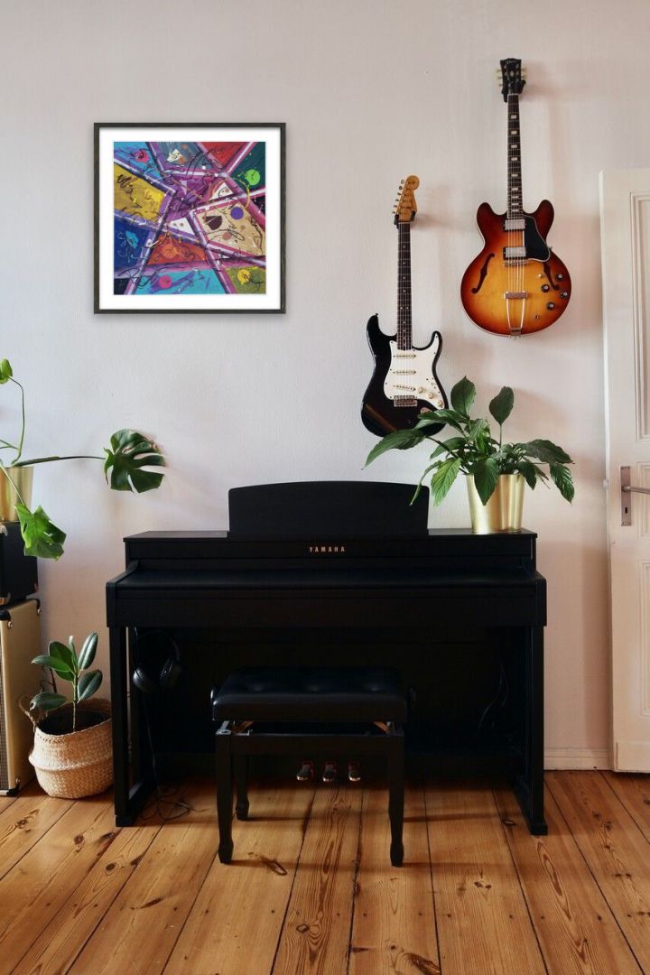 Graffitus - Acrylique sur toile 14 x 14 po. techniques mixtes