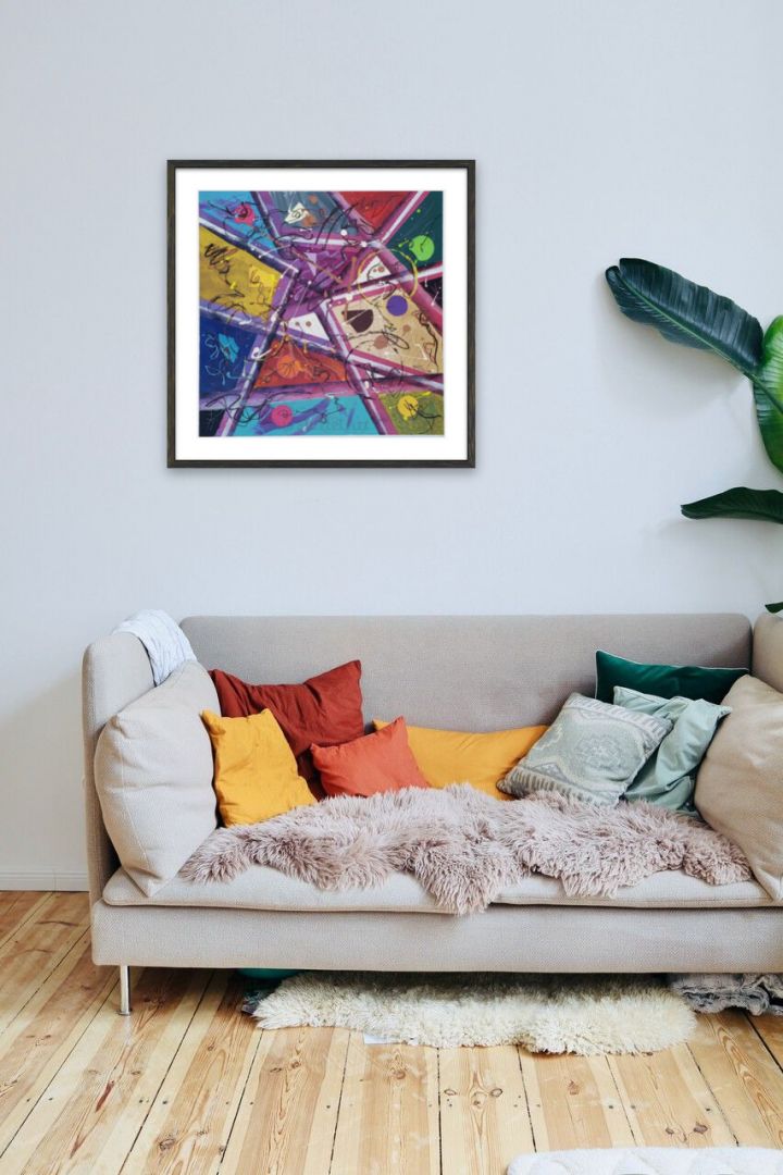 Graffitus - Acrylique sur toile 14 x 14 po. techniques mixtes