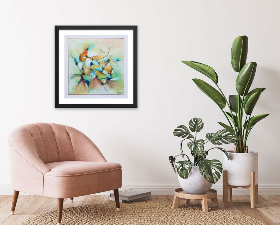 L&rsquo;envolée - Acrylique sur toile 14 x 14 po.