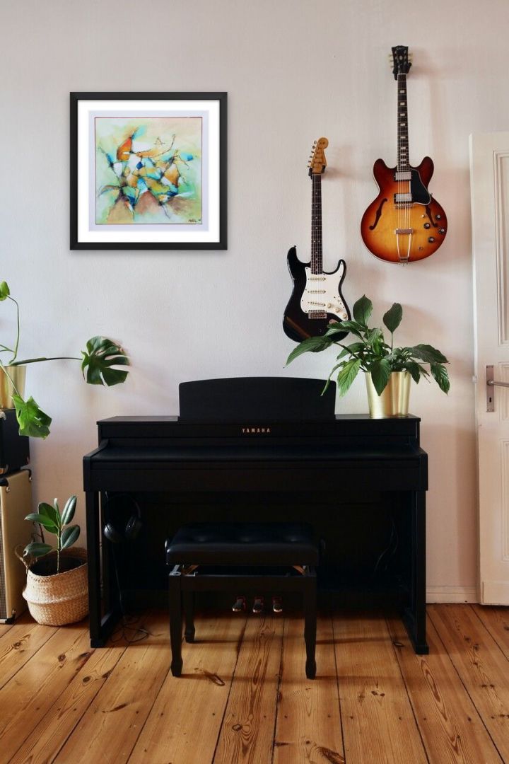 L&rsquo;envolée - Acrylique sur toile 14 x 14 po.