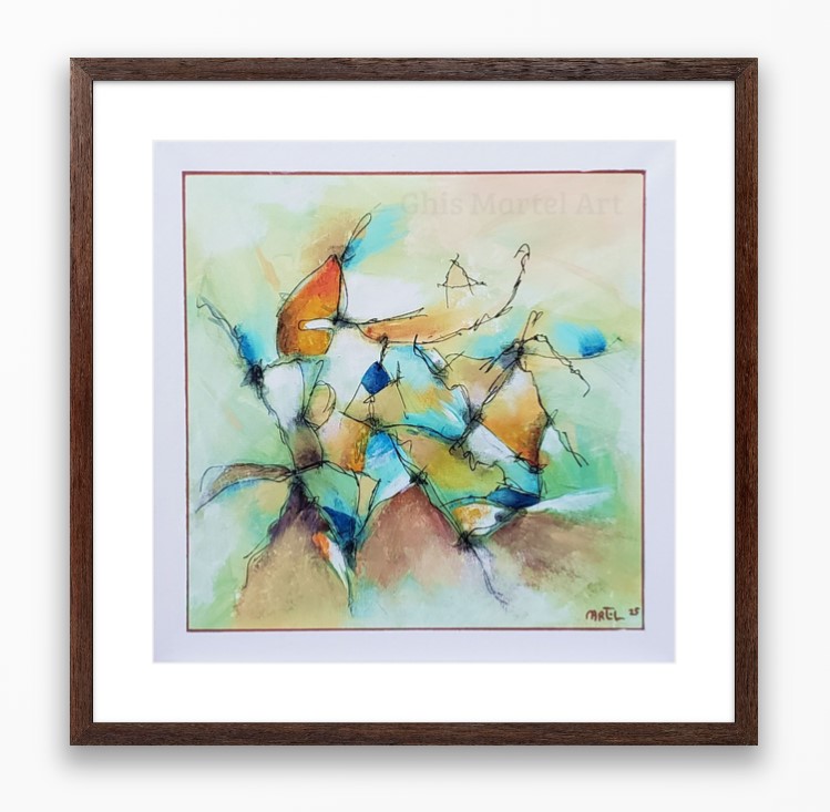 L&rsquo;envolée - Acrylique sur toile 14 x 14 po.