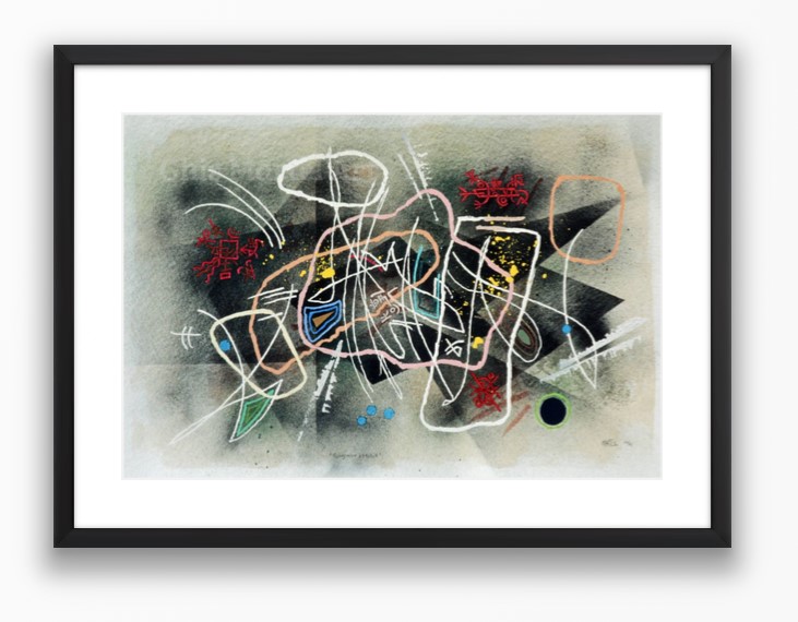 Mouvement Lyrique - Dessin sur papier 14 x 21 po. techniques mixtes