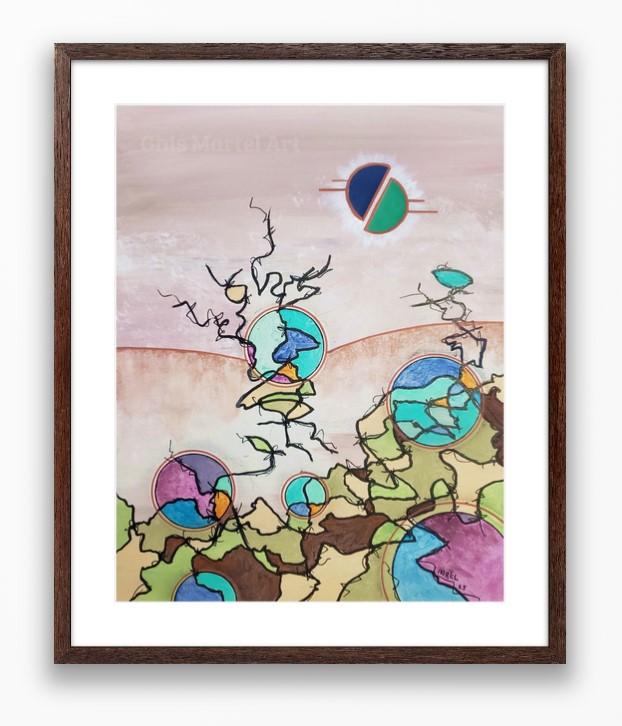 Mundorum - Acrylique sur toile 18 x 14 po. techniques mixtes