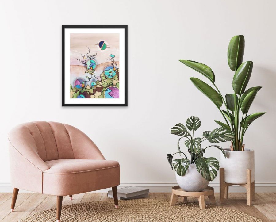 Mundorum - Acrylique sur toile 18 x 14 po. techniques mixtes