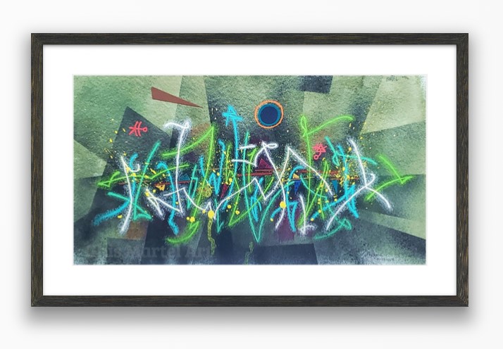 Paysage onirique -  dessin sur papier 11 x 20 po. techniques mixes