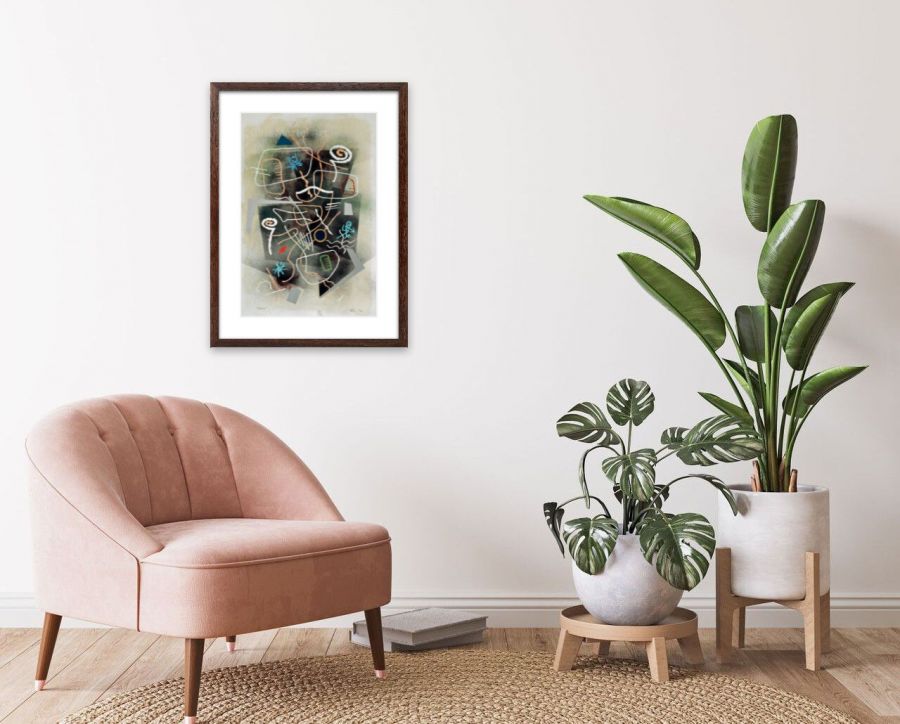 Poésie - Dessin sur papier 21 x 14 po. techniques mixtes