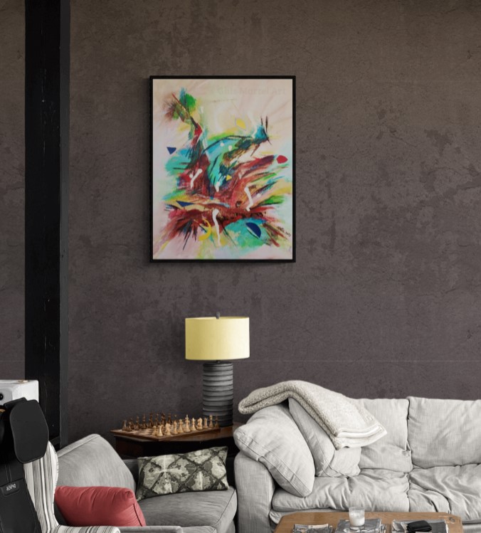 Vaguement tropical - Acrylique sur toile 14 x 11, techniques mixtes