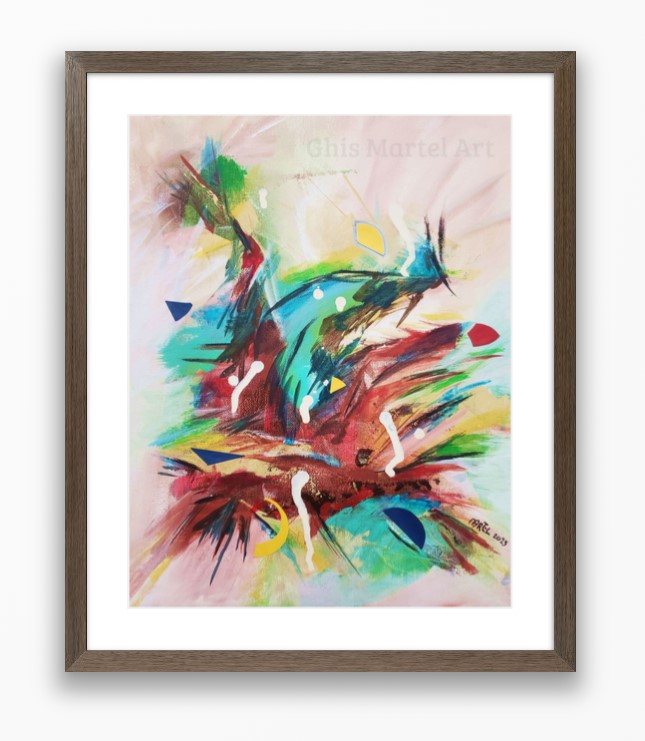 Vaguement tropical - Acrylique sur toile 14 x 11, techniques mixtes